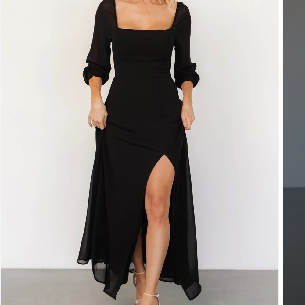 Baltic Born Square-Neck Maxi Dress with Thigh Slit